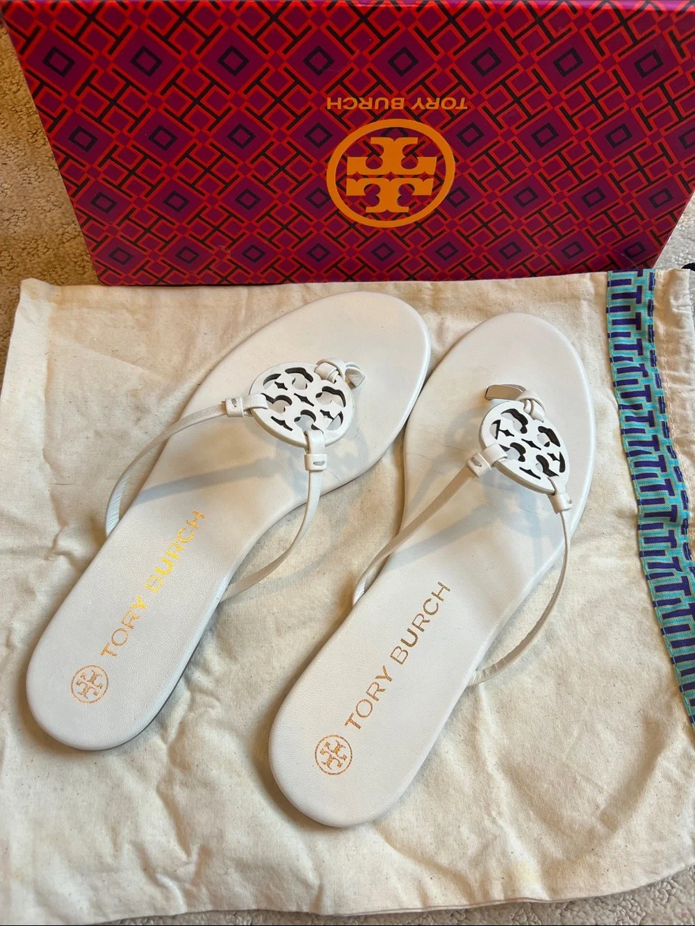 Tory Burch Ivory Miller Thong Sandals